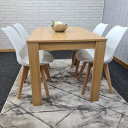 Kosy Koala Dining Table And 4 White Chairs Padded Cushioned Seats Chairs Oak Effect Wood Table Set 4 (140X80X75Cm) - thumbnail 6