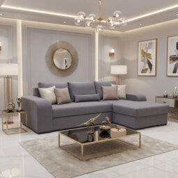 Virago Living Room Corner Sofa Bed Polyurethane Foam Wave Spring Wooden Legs Loose Cushions 285X165X90Cm Grey Right - thumbnail 2