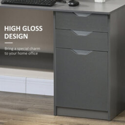 Homcom Computer Desk W/ Drawers Modern Writing Workstation For Home Office Grey - thumbnail 5