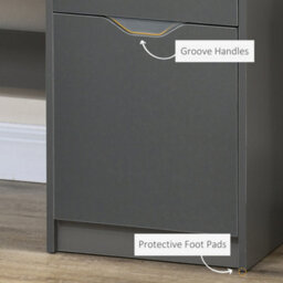Homcom Computer Desk W/ Drawers Modern Writing Workstation For Home Office Grey - thumbnail 6
