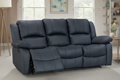 Black Faux Leather 3 Seater Recliner Sofa Varesa - image 1