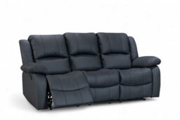 Black Faux Leather 3 Seater Recliner Sofa Varesa - thumbnail 3