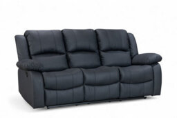 Black Faux Leather 3 Seater Recliner Sofa Varesa - thumbnail 4