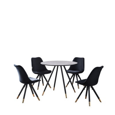 Life Interiors Sofia Dorchester Lux Dining Set, A Table And Chairs Set Of 4, Grey/black - image 1