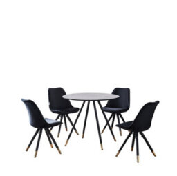 Life Interiors Sofia Dorchester Lux Dining Set, A Table And Chairs Set Of 4, Grey/black - thumbnail 1