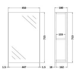 Hudson Reed Athena & Fusion 450mm Single Mirror Cabinet, Wall-Mounted, 182mm Deep, 715mm High - thumbnail 3