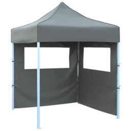 Walplus Professional Folding Party Tent Garden Gazebo Canopy With 2 Sidewalls 2X2 M Steel Anthracite