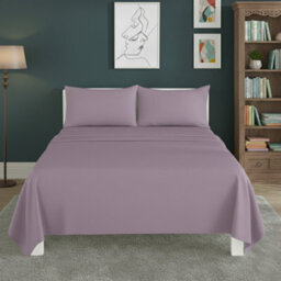 Easy Care Flat Bed Sheet Polycotton Durable Low Maintenance Bedding Lilac