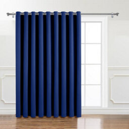 Ameha Navy 230 Gsm Plain Thermal Blackout Pencil Pleat Door Curtain For Bedroom Single Panel Energy Saving 66'' X 84'' Uk - thumbnail 3