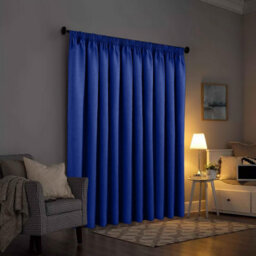 Ameha Navy 230 Gsm Plain Thermal Blackout Pencil Pleat Door Curtain For Bedroom Single Panel Energy Saving 66'' X 84'' Uk - thumbnail 2