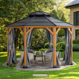 Sunjoy Curtain For Wooden Gazebo -395Cm X 395Cm, Suitable For A102007903 - thumbnail 4