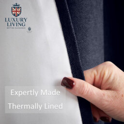 Luxury Living Velvet Chenille Thermal Fleece Lined Pencil Pleat Top Door Curtain 137Cm X 213Cm Navy - thumbnail 3