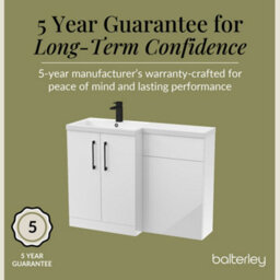 Balterley Left-Hand Bathroom Vanity And Wc Unit Combination With Basin - 1100mm - Gloss White With Black Handles - thumbnail 6
