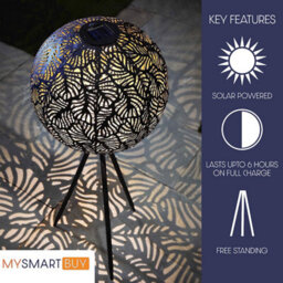 Leaf Effect Solar Powered Sphere Light - 80 X 29Cm Warm Led Glow Globe Garden Lighting - Outdoor Patio Pathway Balcony Decor - thumbnail 4