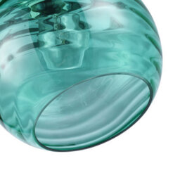 Happy Homewares Modern Designer Emerald Green Circular Ribbed Glass Non Electric Pendant Shade - thumbnail 4