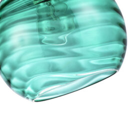 Happy Homewares Modern Designer Emerald Green Circular Ribbed Glass Non Electric Pendant Shade - thumbnail 2