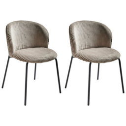 Beliani Set Of 2 Dining Chairs Miles Corduroy Taupe - thumbnail 4
