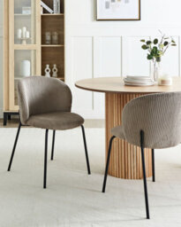 Beliani Set Of 2 Dining Chairs Miles Corduroy Taupe - thumbnail 2
