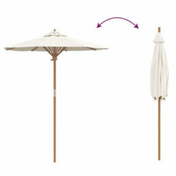 Berkfield Modern Garden Parasol Cream White 180 X 180 X 230 Cm Bamboo - thumbnail 6