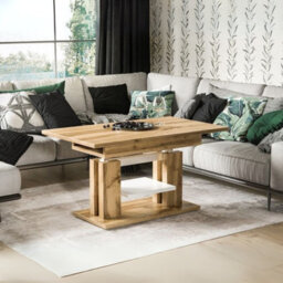 Iso Extendable Table 110 To 170 Cm X 65 Cm Wotan Oak White Shelf Silver Crossbar - thumbnail 2