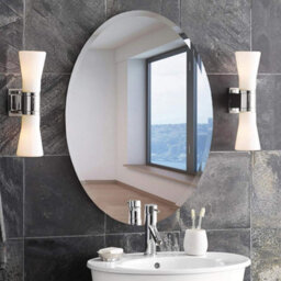 Living And Home Wall Mounted Oval Beveled Edge Bathroom Frameless Mirror Vanity Mirror For Dressing Table W 40 Cm X H 60 Cm