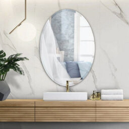 Living And Home Wall Mounted Oval Beveled Edge Bathroom Frameless Mirror Vanity Mirror For Dressing Table W 40 Cm X H 60 Cm - thumbnail 3