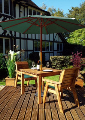 Charles Taylor 2 Seater Wooden Garden Bistro Dining Table & Chairs Green - image 1