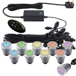 Ip67 Decking Plinth Light Kit 10X 25mm Rgb Colour Changing Lamps Outdoor Rated - thumbnail 1