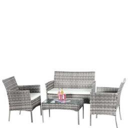 Mix Grey  Outdoor Rattan Garden Furniture Sofa Set Chairs  Table Table Patio 4Piece - thumbnail 2