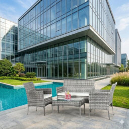 Mix Grey  Outdoor Rattan Garden Furniture Sofa Set Chairs  Table Table Patio 4Piece - thumbnail 1