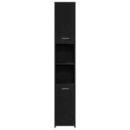 Berkfield Bathroom Cabinet Black Oak 30X30X183.5 Cm Engineered Wood - thumbnail 6