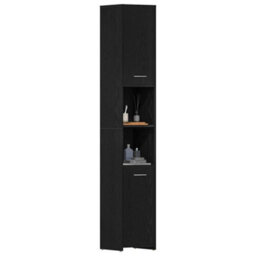 Berkfield Bathroom Cabinet Black Oak 30X30X183.5 Cm Engineered Wood - thumbnail 4