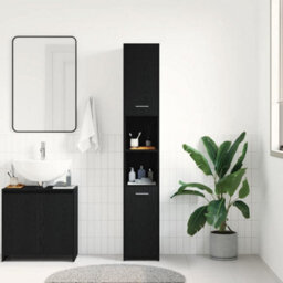 Berkfield Bathroom Cabinet Black Oak 30X30X183.5 Cm Engineered Wood - thumbnail 3