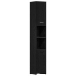Berkfield Bathroom Cabinet Black Oak 30X30X183.5 Cm Engineered Wood - thumbnail 2