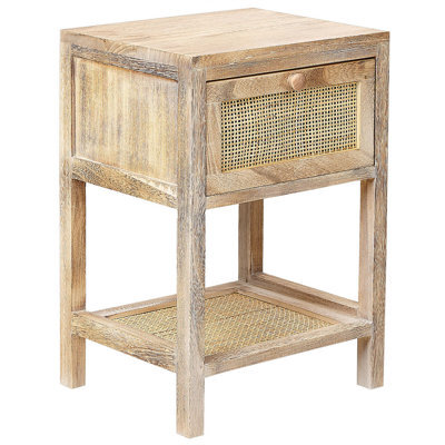 Beliani 1 Drawer Bedside Table Esto Paulownia Wood Light Brown - image 1
