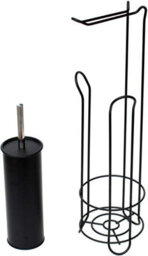 Simpa Black Free Standing Toilet Brush & Toilet Roll Holder