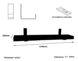 Toolty Rustic Handmade Wall Shelf, Wall Mounted, 170Cm X 22.5Cm Up Design, Unprimed, Handcrafted Vintage Style - thumbnail 5