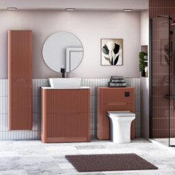 Royal Bathrooms Avenza 600mm Terracotta Clay Floor Standing Countertop Bathroom Vanity Unit 2 Drawer With Cube Basin - thumbnail 4