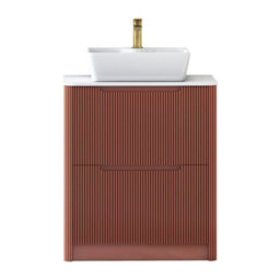 Royal Bathrooms Avenza 600mm Terracotta Clay Floor Standing Countertop Bathroom Vanity Unit 2 Drawer With Cube Basin - thumbnail 6