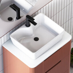 Royal Bathrooms Avenza 600mm Terracotta Clay Floor Standing Countertop Bathroom Vanity Unit 2 Drawer With Cube Basin - thumbnail 7