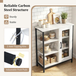 Costway Buffet Cabinet Coffee Bar Cabinet With Adjustable Shelves Kitchen Sideboard-White - thumbnail 9