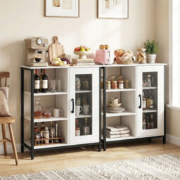 Costway Buffet Cabinet Coffee Bar Cabinet With Adjustable Shelves Kitchen Sideboard-White - thumbnail 7
