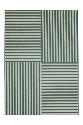County Multi Stripe Green Modern Flatweave Rug By Oriental Weavers-120Cm X 170Cm - image 1