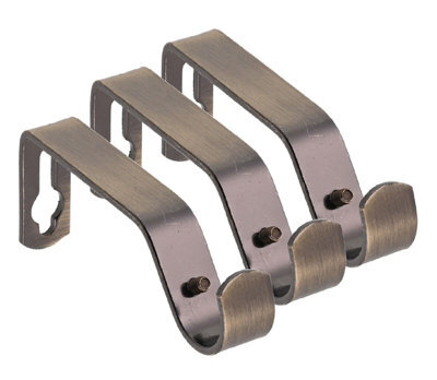 Lister Cartwright 19mm Curtain Pole Ends Brackets With Adjustable Screws Metal Finish (Pack Of 3)