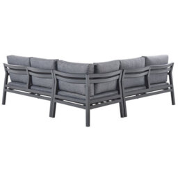 Beliani Garden Corner Sofa With Table 5 Seater Vizzini Metal Grey - thumbnail 5