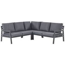 Beliani Garden Corner Sofa With Table 5 Seater Vizzini Metal Grey - thumbnail 4
