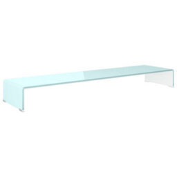 Berkfield Modern Tv Stand/monitor Riser Glass White 120X30X13 Cm