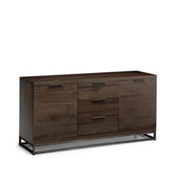 Julian Bowen Brooklyn Dark Oak Wooden 2 Door Sideboard With 3 Drawers And Internal Shelf Storage, Height: 75 X Width: 150 X Depth: 45Cm - image 1