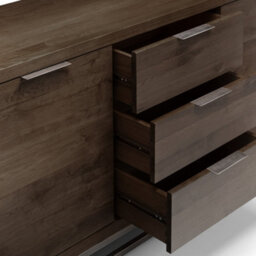 Julian Bowen Brooklyn Dark Oak Wooden 2 Door Sideboard With 3 Drawers And Internal Shelf Storage, Height: 75 X Width: 150 X Depth: 45Cm - thumbnail 4