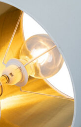 Lighting Supermarket Cylinder Cream Marble Effect Table Lamp With White Gold Lined Shade - thumbnail 6